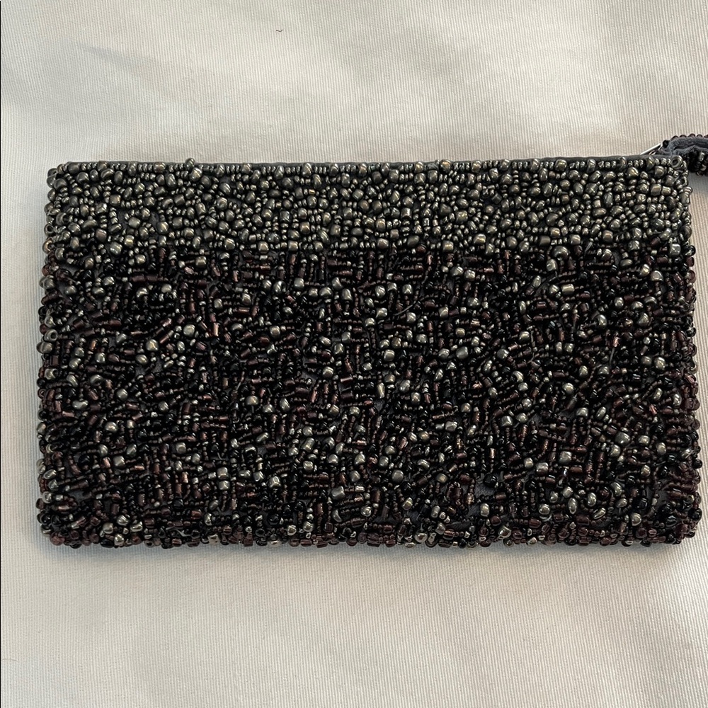 NWOT Hand Beaded Black Evening Clutch - Sleek Women's Wristlet
